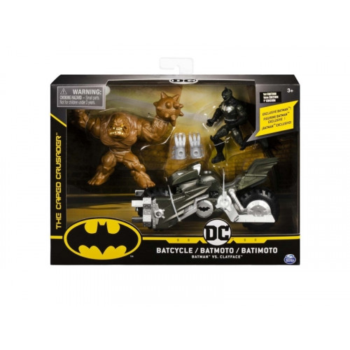BATMAN Batman Batcycle w/2 10 cm figures