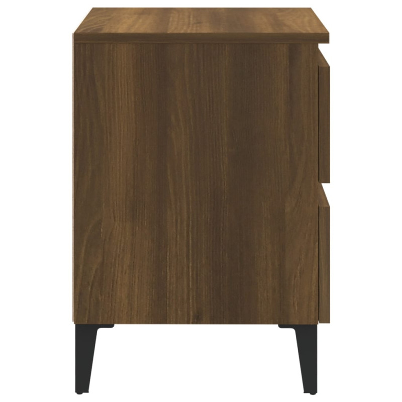 Produktbild för Sängbord med metallben brun ek 40x35x50 cm