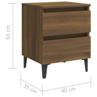 Miniatyr av produktbild för Sängbord med metallben brun ek 40x35x50 cm