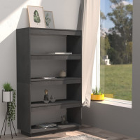 Produktbild för Bokhylla/Rumsavdelare grå 80x35x135 cm massiv furu