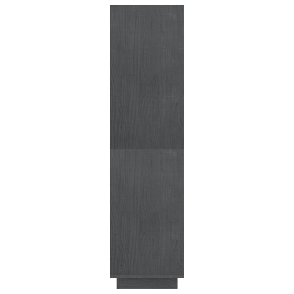 Produktbild för Bokhylla/Rumsavdelare grå 80x35x135 cm massiv furu
