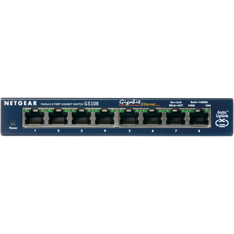 Produktbild för NETGEAR ProSafe 8-Port Gigabit Desktop Switch Ohanterad Gigabit Ethernet (10/100/1000) Blå