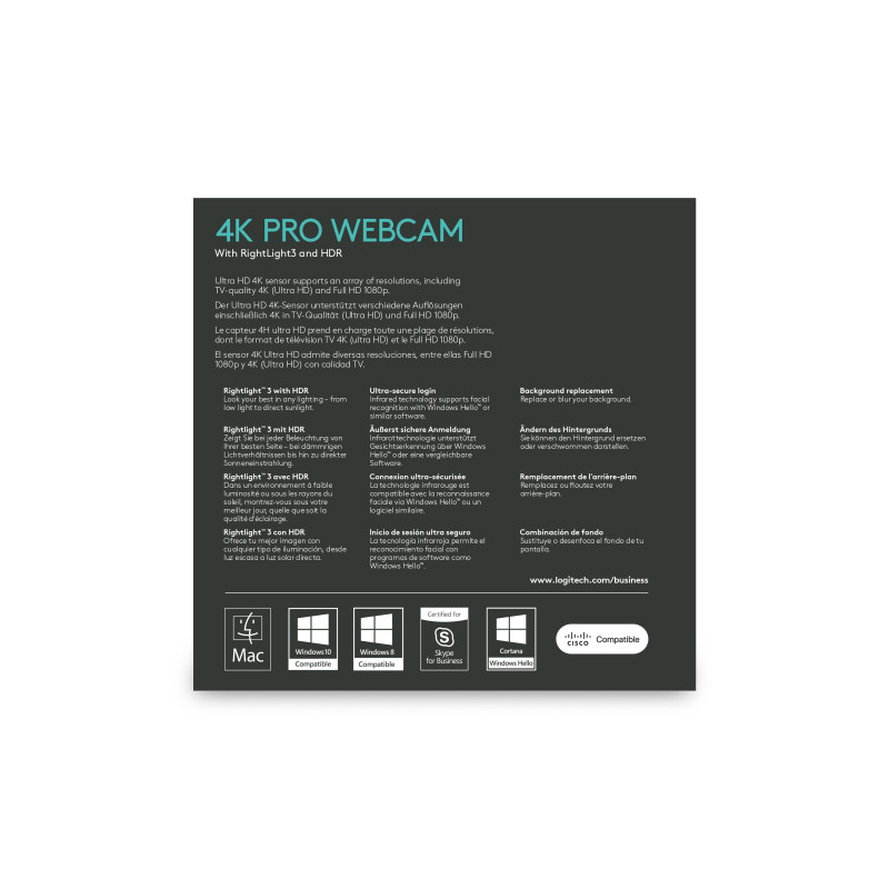 Produktbild för Logitech Brio webbkameror 13 MP 4096 x 2160 pixlar USB 3.2 Gen 1 (3.1 Gen 1) Svart