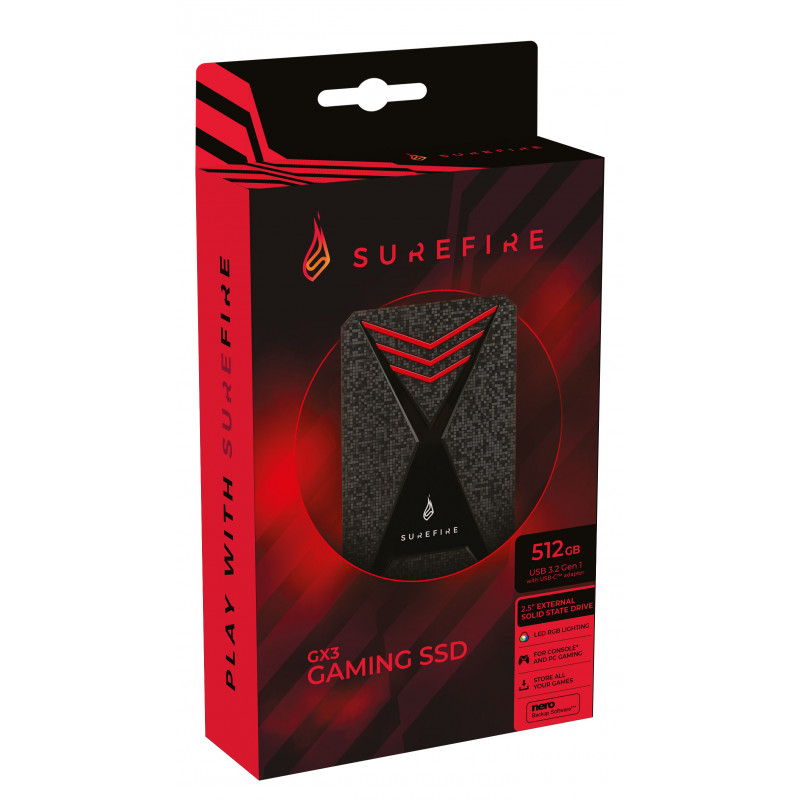 Produktbild för SureFire Gaming 512 GB Svart, Grå