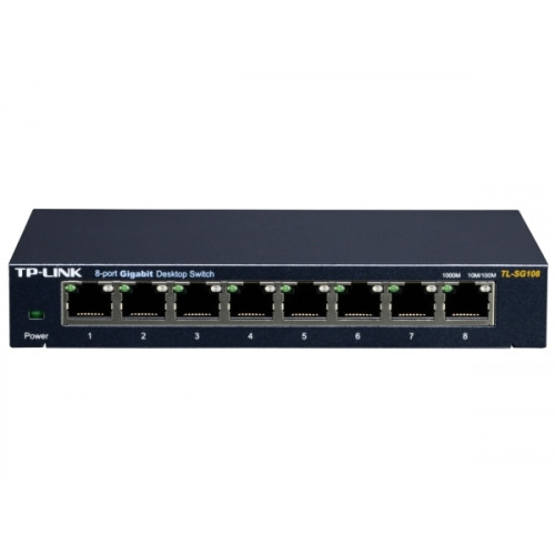 TP-LINK TP-Link TL-SG108 nätverksswitchar Ohanterad L2 Gigabit Ethernet (10/100/1000) Svart