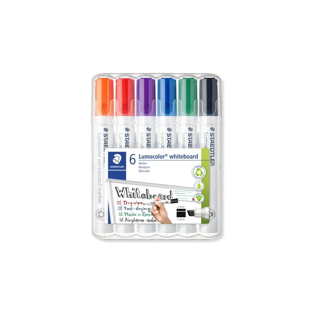 Produktbild för Staedtler 351 B WP6, 6 styck, Svart, Blå, Grön, Orange, Röd,...