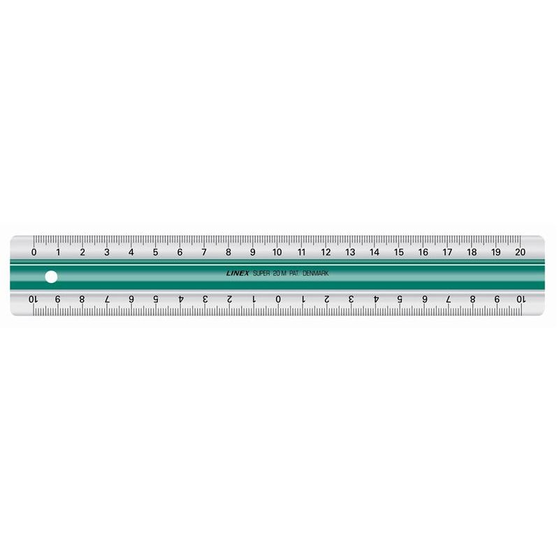 Produktbild för Linex 100202515 linjaler Skrivbordslinjal 200 mm Akrylglas, Gummi Grön, Vit 1 styck