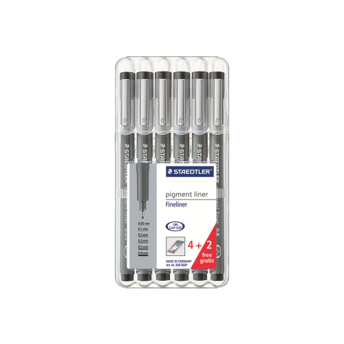 STAEDTLER STAEDTLER pigment liner - fineliner - svart (paket om 6)