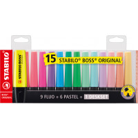 Miniatyr av produktbild för STABILO BOSS ORIGINAL märkpennor 15 styck Mejselspets Multifärg