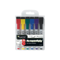 Produktbild för Quartet ReWritables - markering - svart, röd, blå, grön, gul, mörklila (paket om 6)