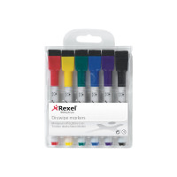 Produktbild för Quartet ReWritables - markering - svart, röd, blå, grön, gul, mörklila (paket om 6)