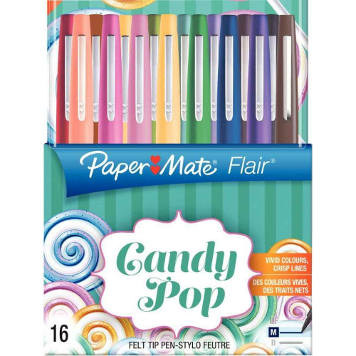Papermate Papermate Flair, Medium, 16 färger, Multifärg, Rundad spets,...