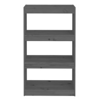 Produktbild för Bokhylla/rumsavdelare grå 60x30x103,5 cm massiv furu