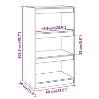 Produktbild för Bokhylla/Rumsavdelare honungsbrun 60x30x103,5 cm massiv furu