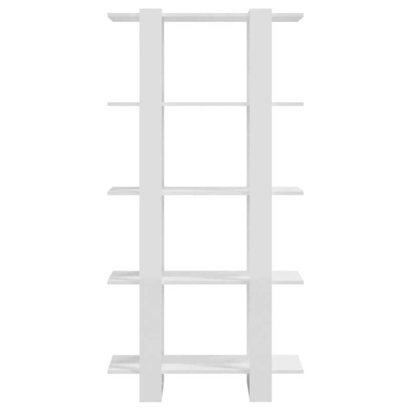 Produktbild för Bokhylla/Rumsavdelare högglans vit 80x30x160 cm