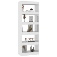Miniatyr av produktbild för Bokhylla/Rumsavdelare vit högglans 60x30x166 cm konstruerat trä