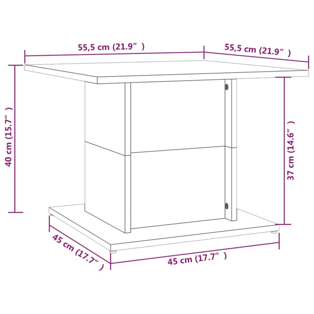 Produktbild för Soffbord rökfärgad ek 55,5x55,5x40 cm konstruerat trä