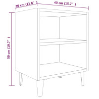 Miniatyr av produktbild för Sängbord med metallben 2 st brun ek 40x30x50 cm