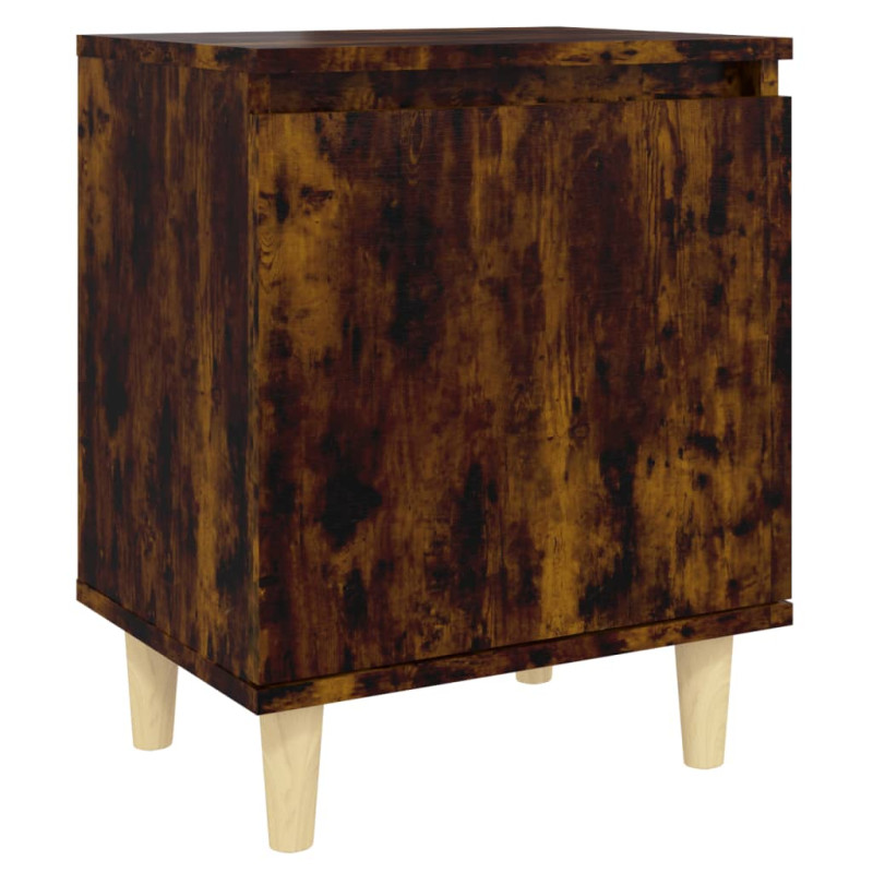 Produktbild för Sängbord med massiva träben rökfärgad ek 40x30x50 cm