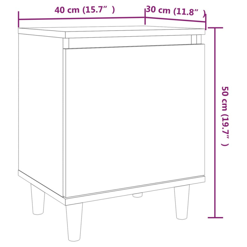 Produktbild för Sängbord med massiva träben rökfärgad ek 40x30x50 cm
