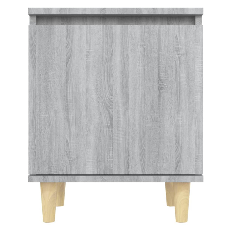 Produktbild för Sängbord med massiva träben grå sonoma 40x30x50 cm