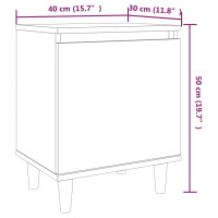 Miniatyr av produktbild för Sängbord med massiva träben grå sonoma 40x30x50 cm