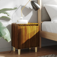Miniatyr av produktbild för Sängbord med massiva träben brun ek 40x30x50 cm