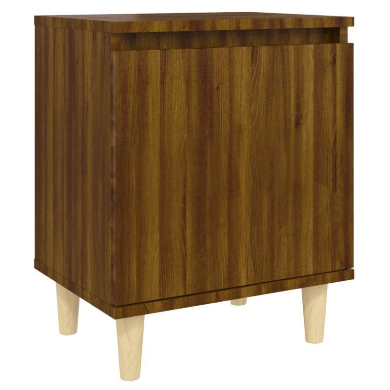Produktbild för Sängbord med massiva träben brun ek 40x30x50 cm