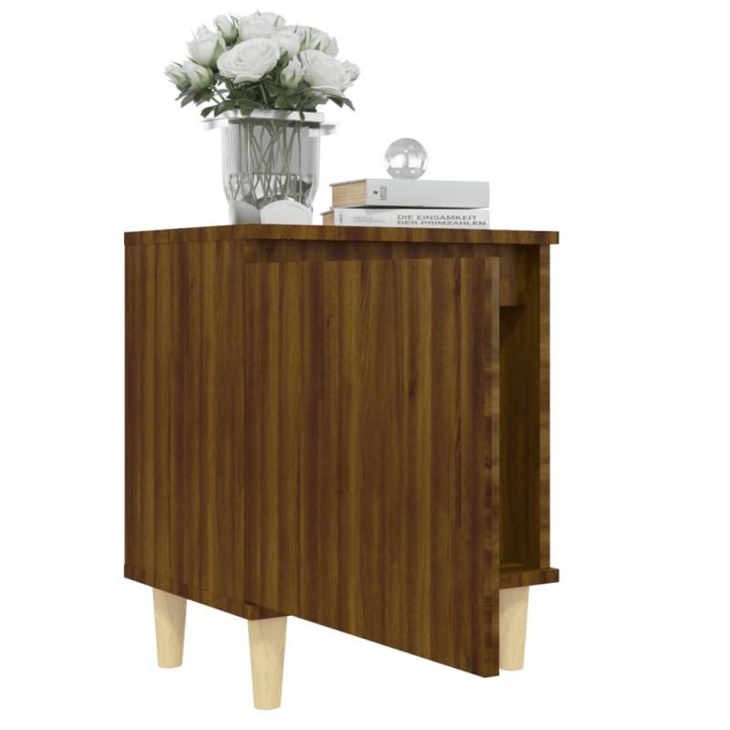 Produktbild för Sängbord med massiva träben brun ek 40x30x50 cm