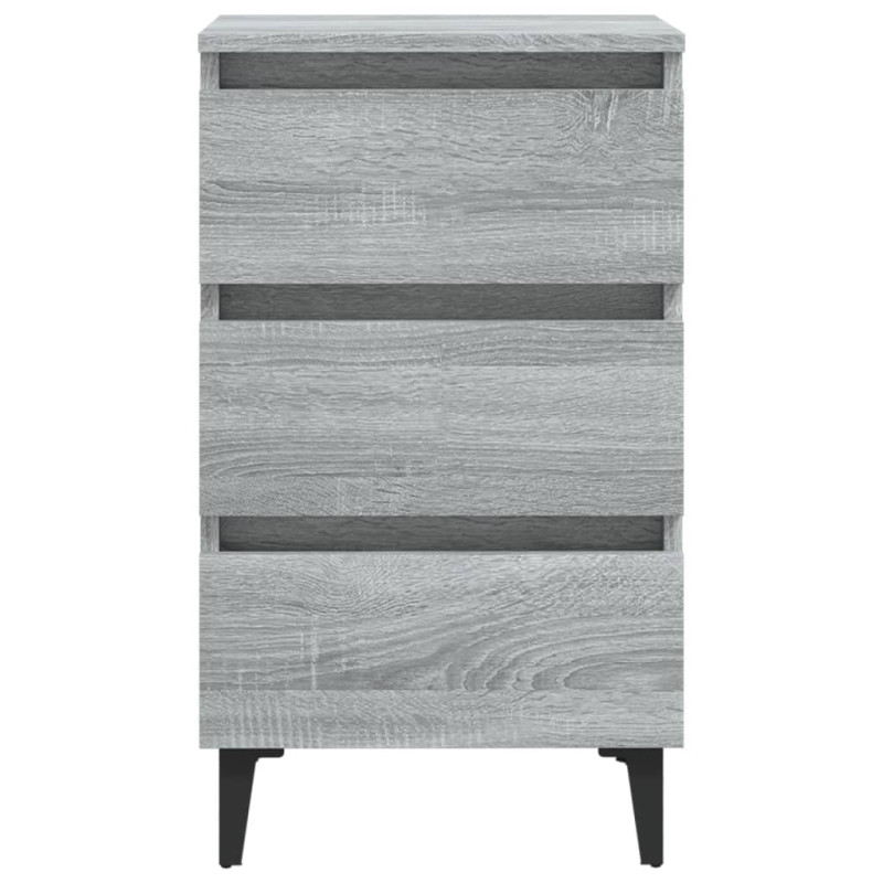 Produktbild för Sängbord med metallben grå sonoma-ek 40x35x69 cm