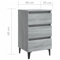 Miniatyr av produktbild för Sängbord med metallben grå sonoma-ek 40x35x69 cm