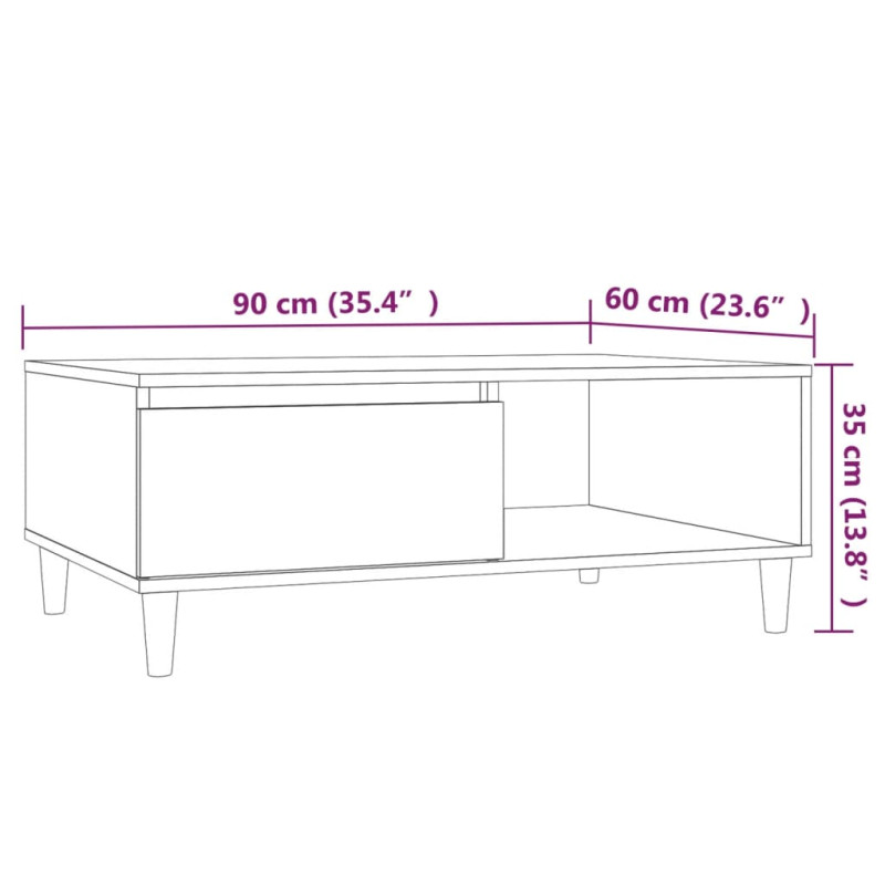 Produktbild för Soffbord grå sonoma 90x60x35 cm konstruerat trä