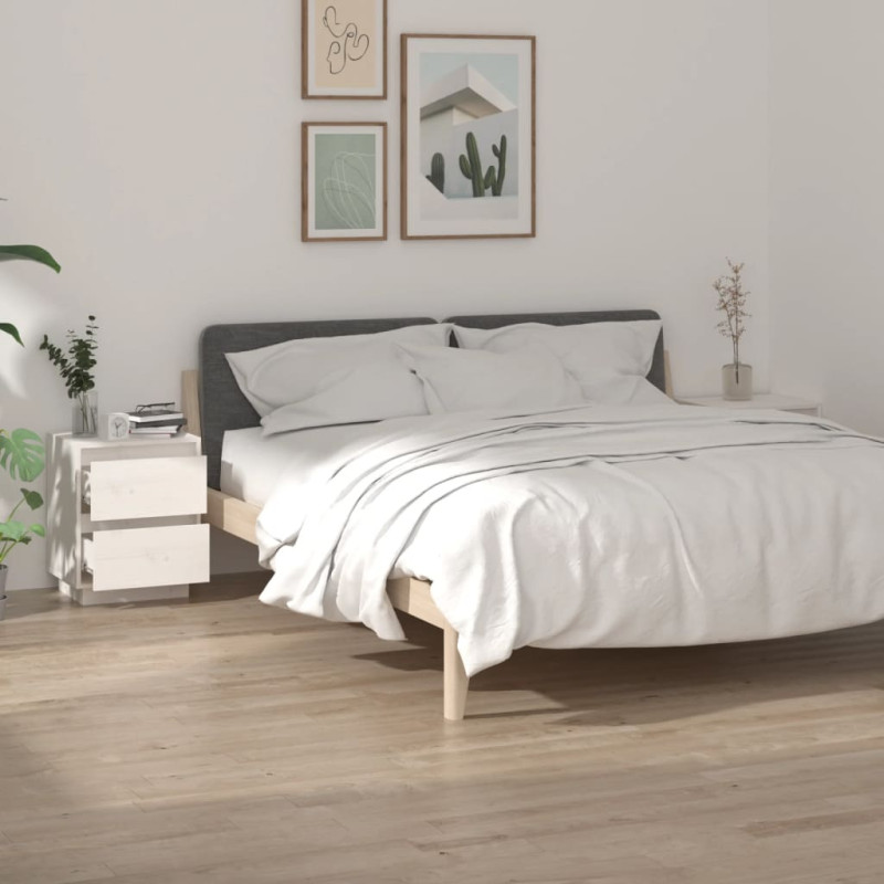 Produktbild för Sängbord 2 st vit 40x35x50 cm massiv furu