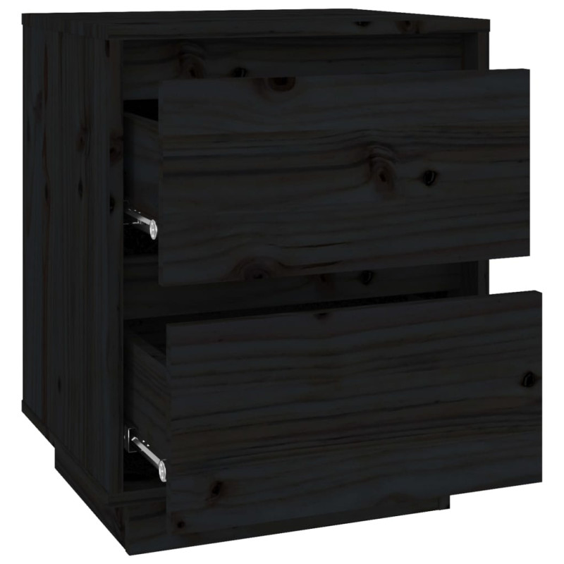 Produktbild för Sängbord svart 40x35x50 cm massiv furu