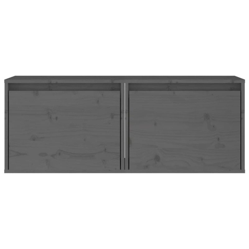 Produktbild för Väggskåp 2 st 45x30x35 cm massiv furu grå
