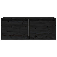 Produktbild för Väggskåp 2 st 45x30x35 cm massiv furu svart