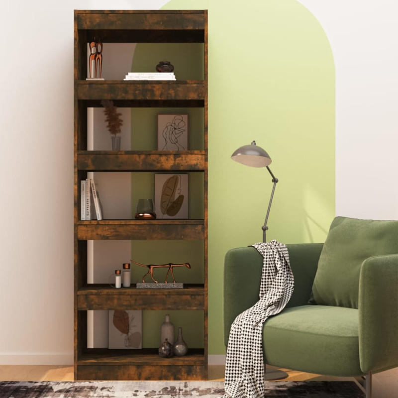 Produktbild för Bokhylla/rumsavdelare rökfärgad ek 60x30x166 cm konstruerat trä