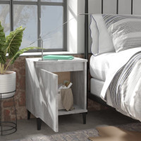 Produktbild för Sängbord med metallben grå sonoma 40x30x50 cm