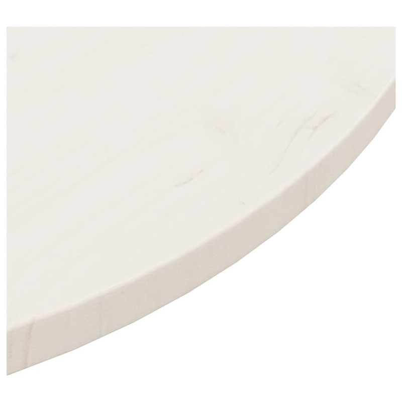 Produktbild för Bordsskiva vit Ø90x2,5 cm massiv furu