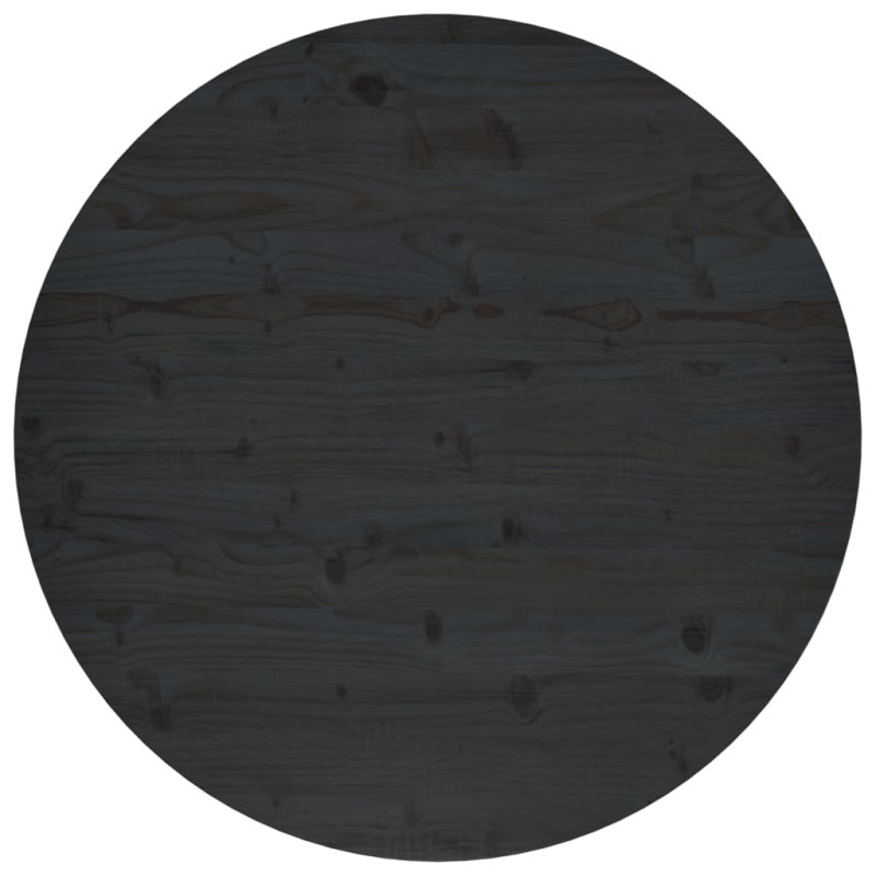 Produktbild för Bordsskiva svart Ø90x2,5 cm massiv furu