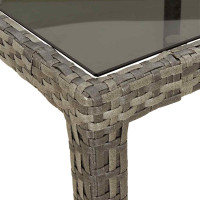 Produktbild för Utebord grå 190x90x75 cm härdat glas och konstrotting