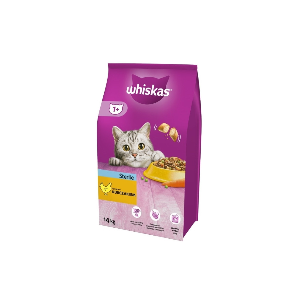 Produktbild för Whiskas STERILE torrfoder för vuxna katter med kyckling