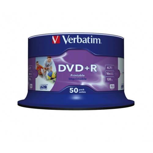 VERBATIM Verbatim DVD+R Wide Inkjet Printable No ID Brand, DVD+R, 120...