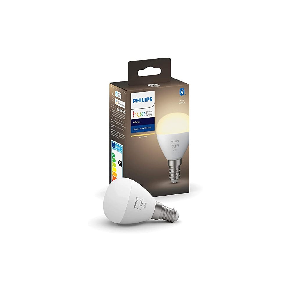 Produktbild för Philips Hue - LED-glödlampa - form: P45 - E14 - 5.7 W - varmt vitt ljus - 2700 K - vit