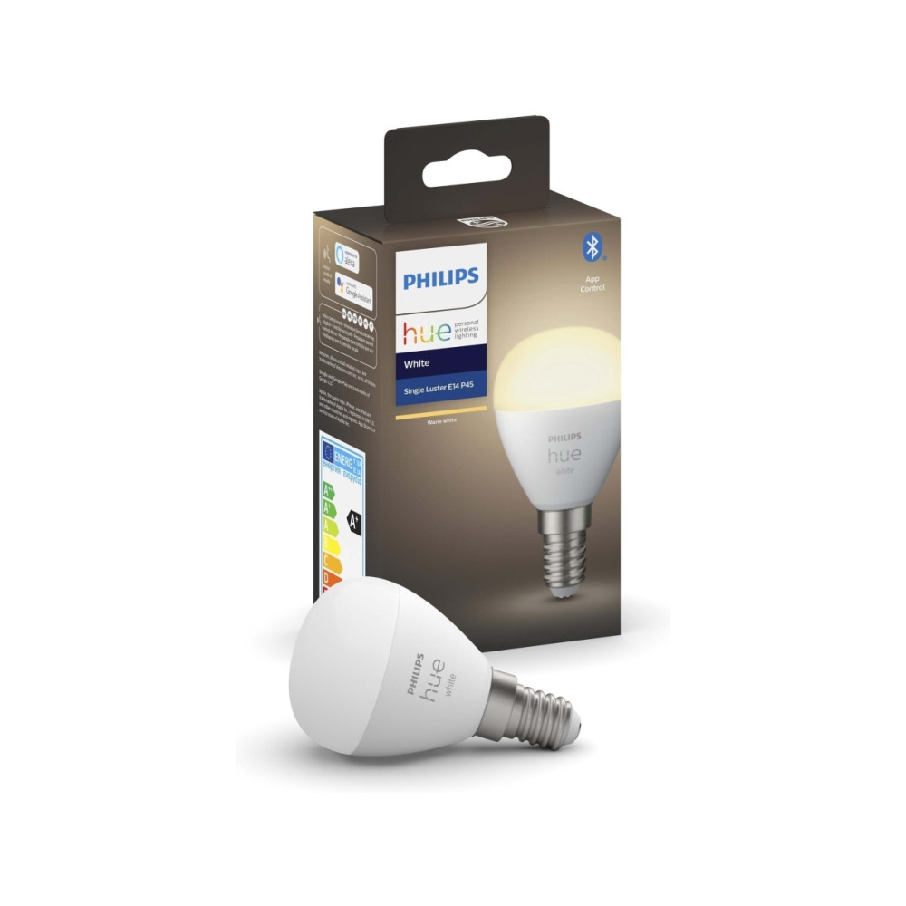 Produktbild för Philips Hue - LED-glödlampa - form: P45 - E14 - 5.7 W - varmt vitt ljus - 2700 K - vit