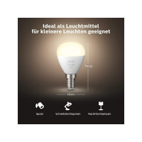 Produktbild för Philips Hue - LED-glödlampa - form: P45 - E14 - 5.7 W - varmt vitt ljus - 2700 K - vit