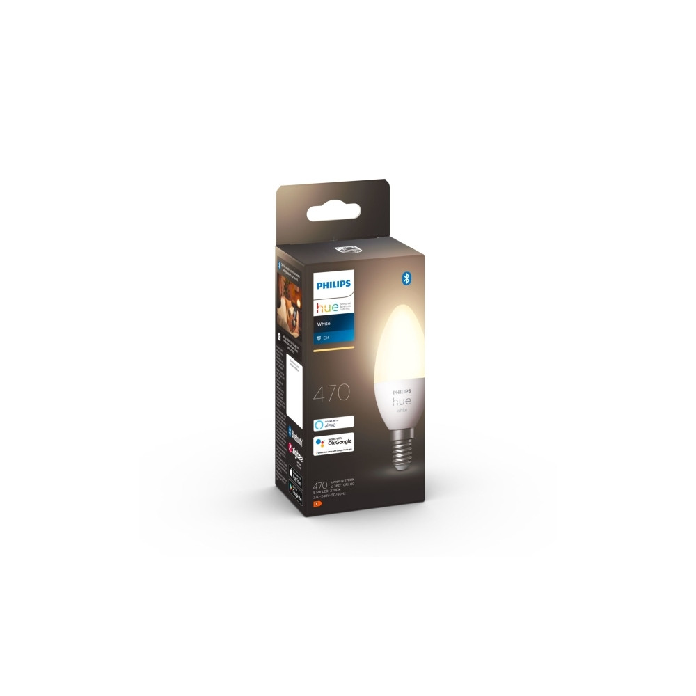 Produktbild för Philips Hue White - LED-glödlampa - form: ljus - E14 - 5.5 W - mjukt varmt vitt ljus - 2700 K