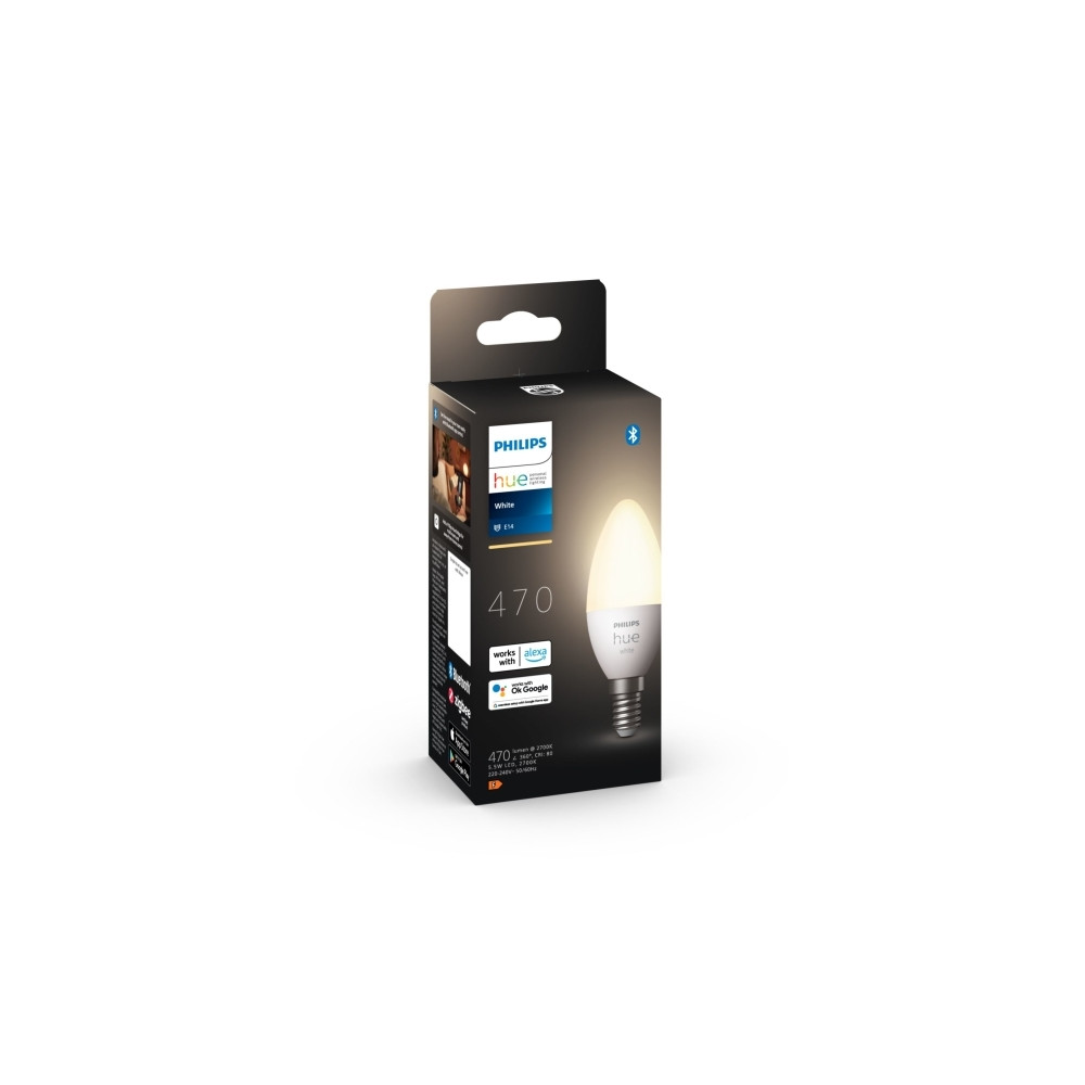 Produktbild för Philips Hue White - LED-glödlampa - form: ljus - E14 - 5.5 W - mjukt varmt vitt ljus - 2700 K