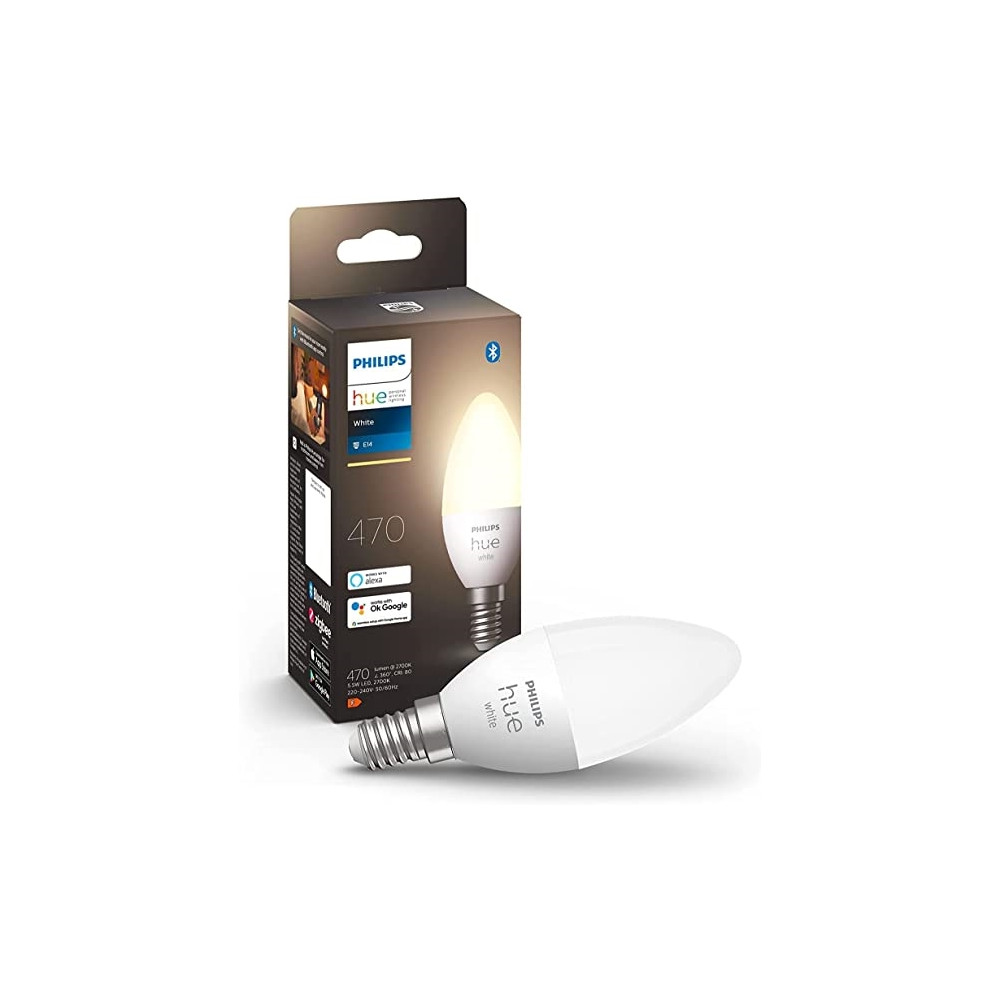 Produktbild för Philips Hue White - LED-glödlampa - form: ljus - E14 - 5.5 W - mjukt varmt vitt ljus - 2700 K