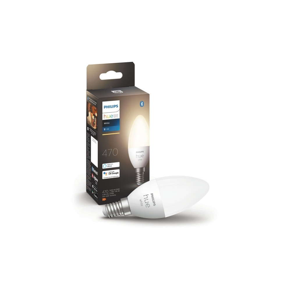 Produktbild för Philips Hue White - LED-glödlampa - form: ljus - E14 - 5.5 W - mjukt varmt vitt ljus - 2700 K